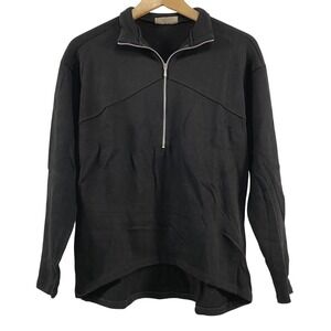 Terry Precision Womens Washable Wool 1/4 Zip Sweater sz M Black Cycling Outdoor